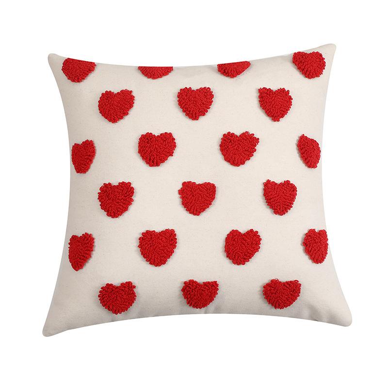 Love Pillow Cover Heart Shaped Pillow Cover Valentines Day Throw Pillow Covers Heart Love Couples Decorations Embroidery Pillowcases (No Lint))))