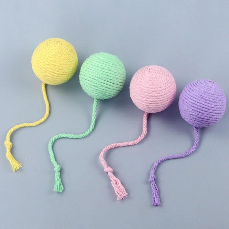 Sisal Balls Cat Squeaky Toy Kitten Balls Toy Cat Interactive Toy Funny Balls Teaser Self-playing Cat Scratcher Toy Balls