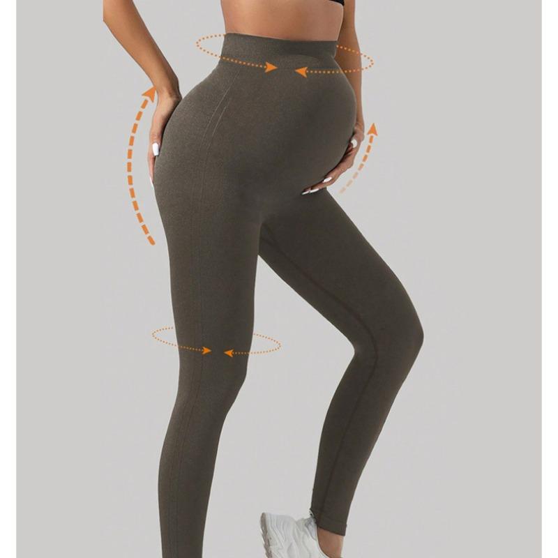 Fashion Solid Women Pregnant Yoga Pants High Waisted Slim Fit Exercise Seamless Yoga Legging Women Casual Push Up Pregnant Yoga Joggings 24416