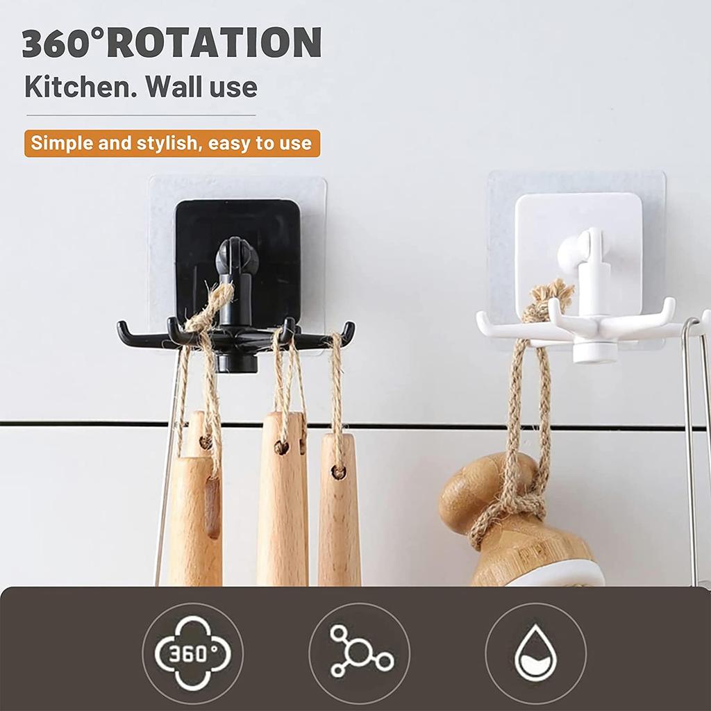 Kitchen Hook Multi-Purpose Hooks 7-claw 360 Degrees Rotated Rotatable Rack Spoon Hanger Utensils Storage Organize Accessories