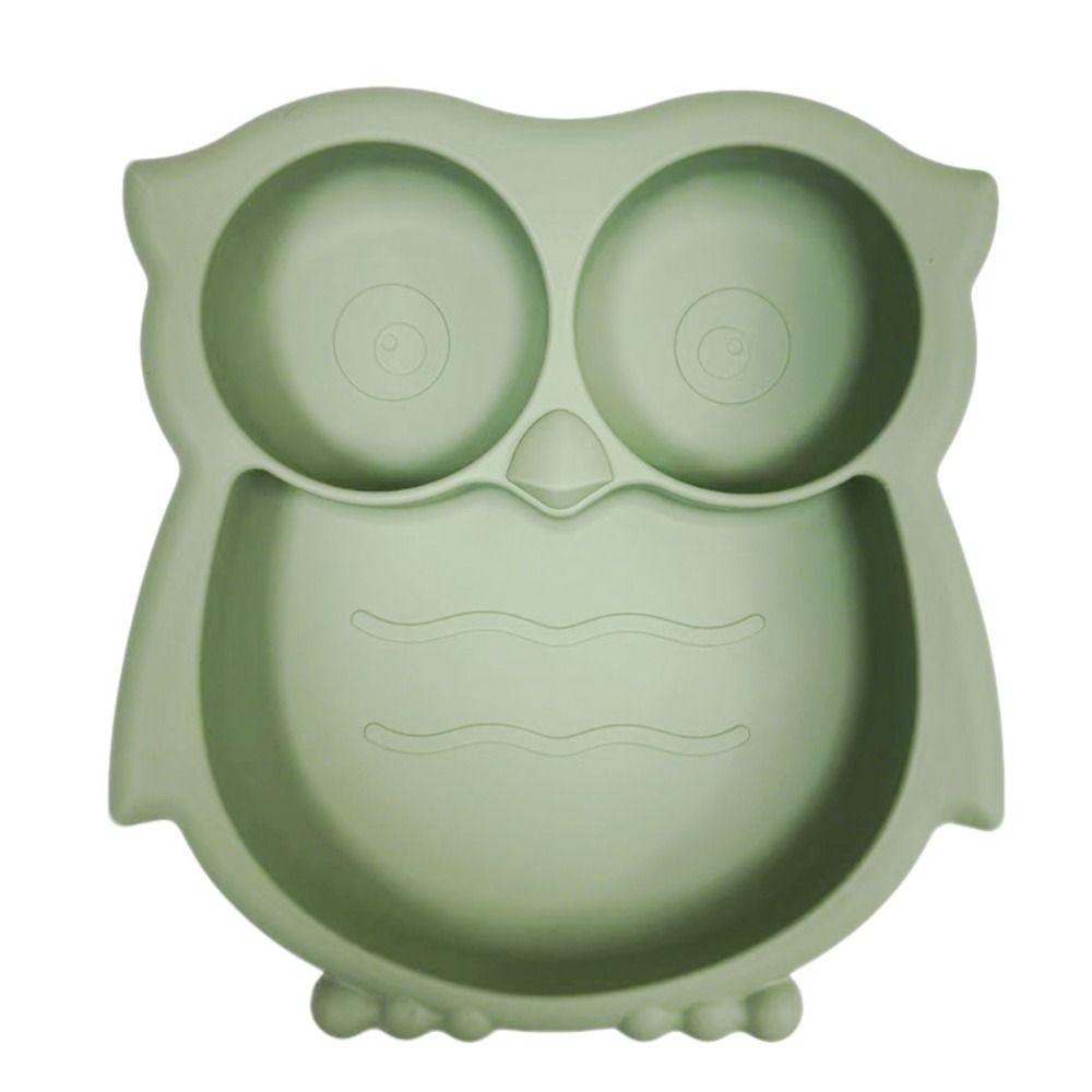 Owl Shape Toddler Suction Plates Food-Grade Silicone BPA-Free Stay Put Divided Baby Plates Non-Slip Unbreakable Baby Plate