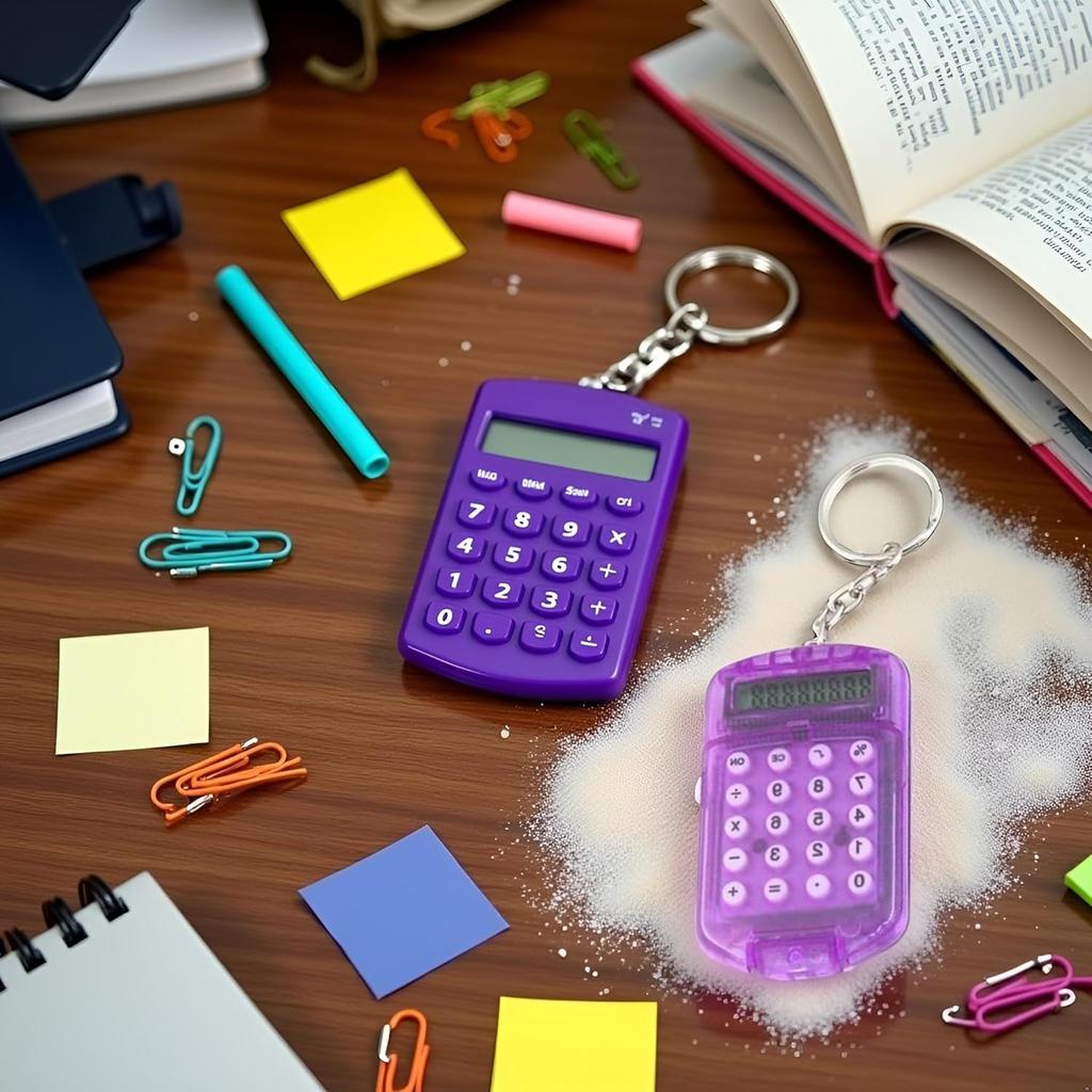Purple 8Digits Pocket Mini Electronic Calculator Keychain Key Ring for Home School Office Supply,Calculators