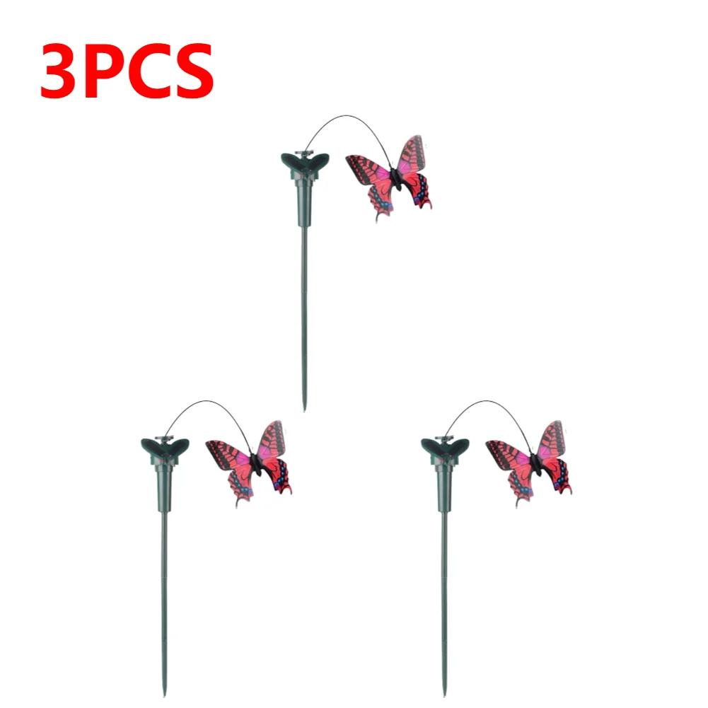 1-3PCS Solar Powered Flying Wobble Artificial Flying Butterfly Bird Dancing Butterfly Bird Garden Stake Yard Outdoor Lawn Decor