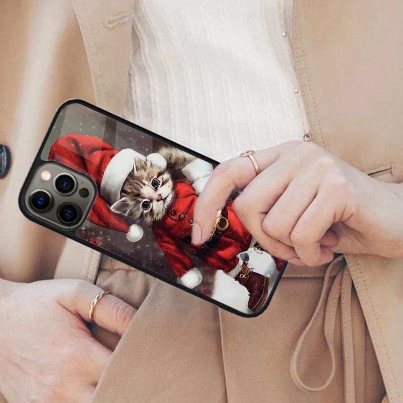 Kitten Santa Claus Christmas Magnetic Phone Case For APPLE iPhone 17 Air 16 14 13 12 Pro Max 15 Plus Wireless MagSafe Cover