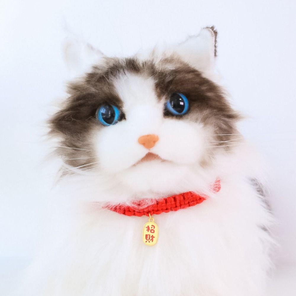 Chinese Style Red Rope Braided Cat Collar Adjustable Fortune Bell Cat Collar  For Cats Puppy