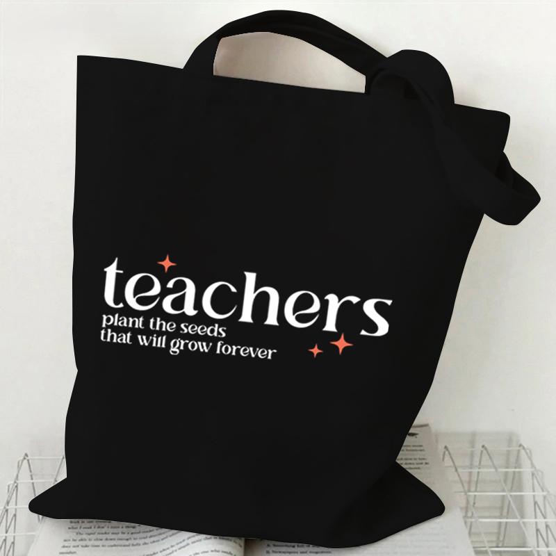 Life Graphics Women Canvas Shoulder Bag Leopard Print Letters Shopping Bag Teacher Best Gift Female Reusable Handbags