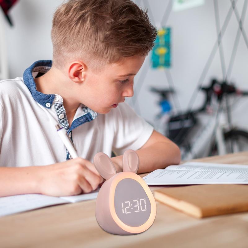 Kids Cute Rabbit Alarm Clock With Night Light USB Charging Smart Alarm Clock Led Digital Alarm Clock For Boys Girls Bedrooms