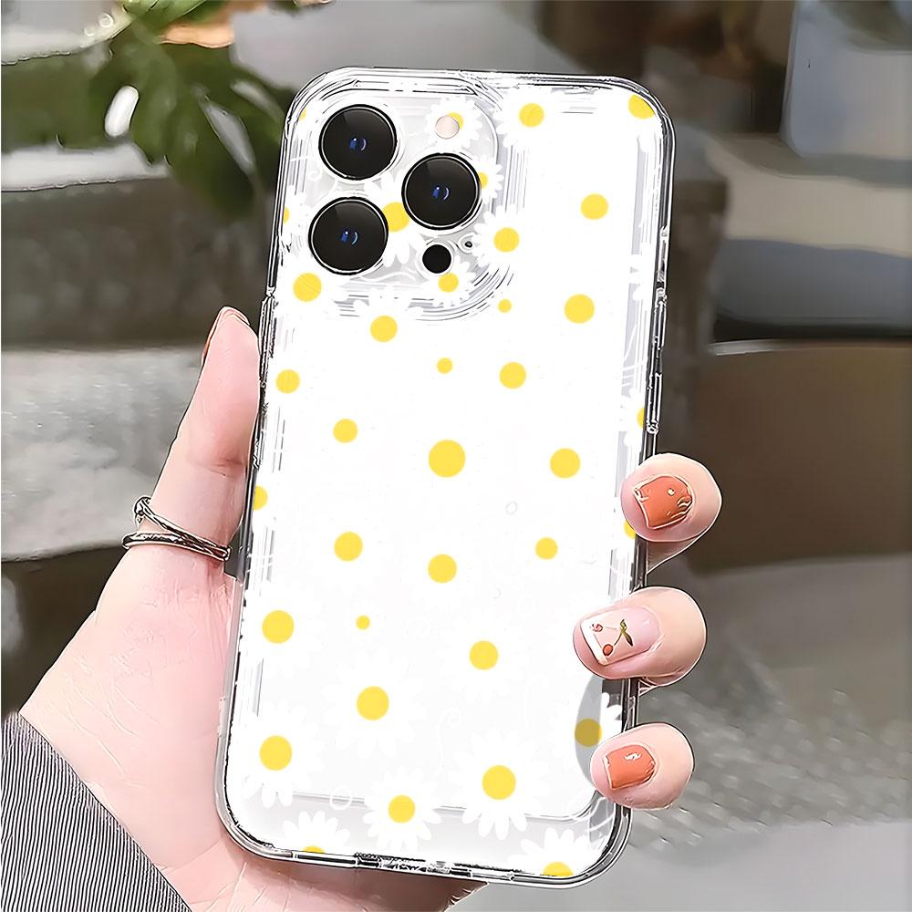 Daisy Flower Seamless Pattern Transparent soft TPU Phone Case for Xiaomi Redmi Note 15 14 13 12 11 10 Pro Plus 4G 5G Soft Cover