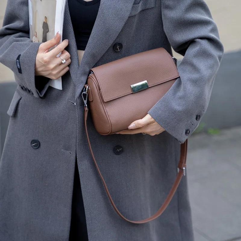 Autumn/Winter New Underarm Bag Women's Fashion Retro Cow Leather Crossbody Handbag High Quality Texture Luxury Shoulder Bag