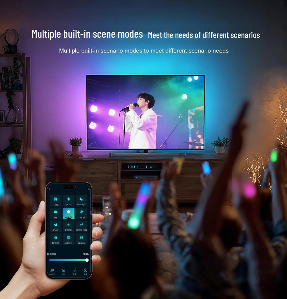 Graffiti Smart RGB LED TV Backlight Set - Colorful Synchronous Ambient Light Strips