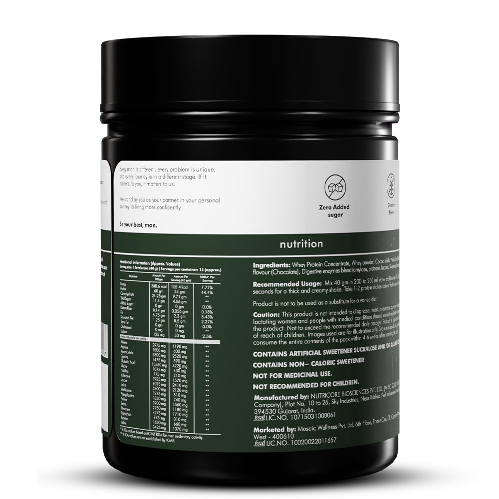 Man Matters Whey Protein Powder Double Chocolate 500 G High Protein Supplement For Workout Strength Recovery Support