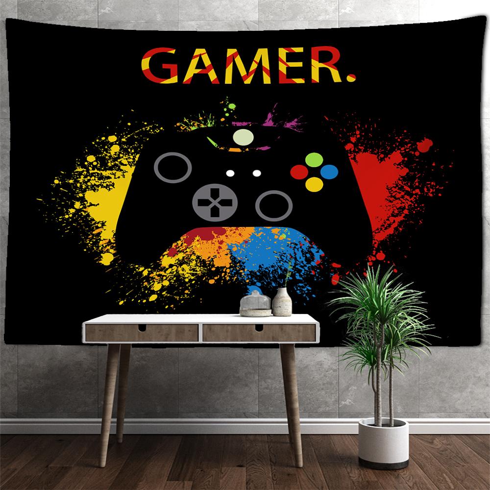 Black Cartoon Game Console Tapestry Wall Hanging Kawaii Hippie Tapiz Art Minimalist Children's Room Decor Background Cloth