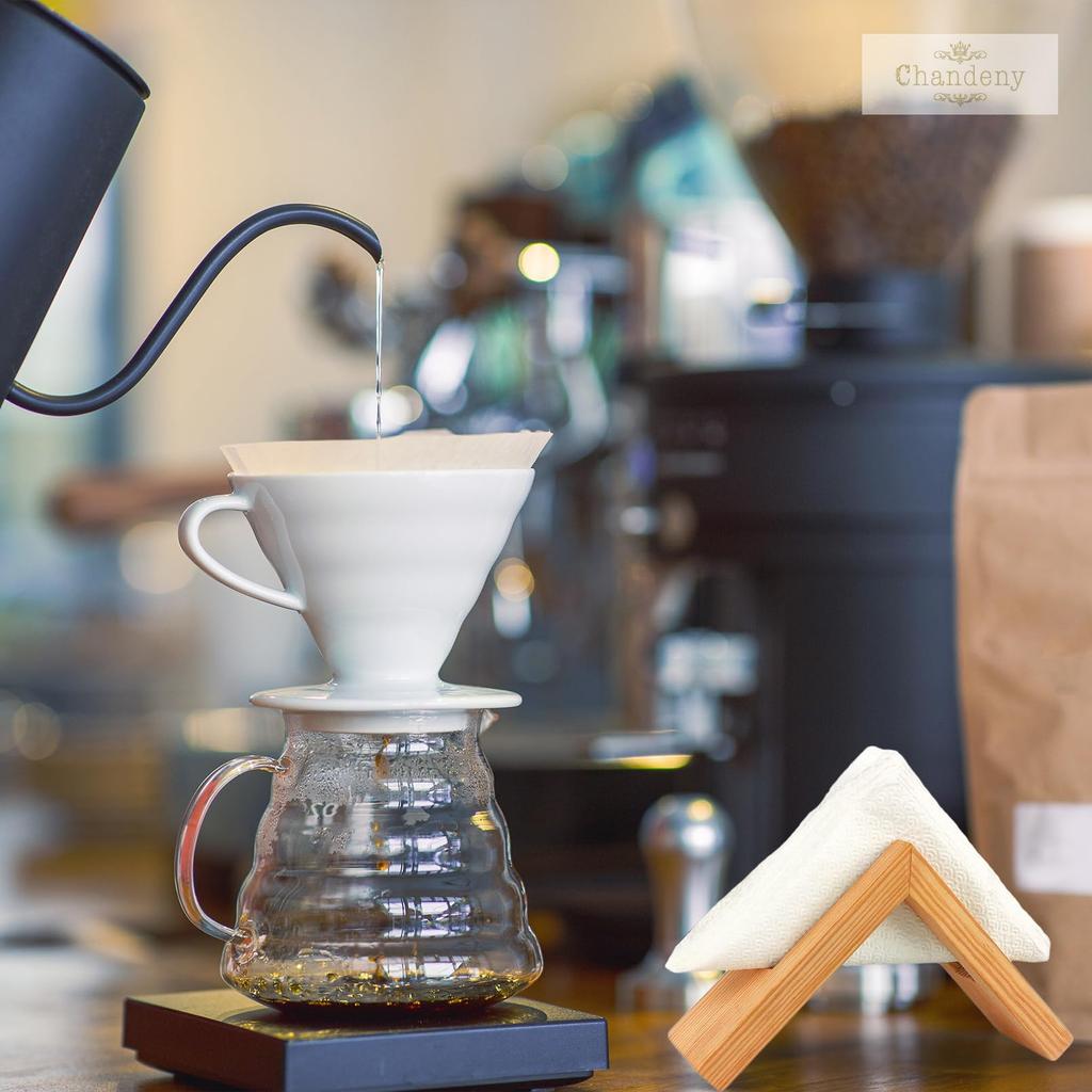 Chandini Coffee Filter Holder, Triangular, Solid Wood Stand, Stylish Dining Table Decor, Hotel, Natural Wood Color