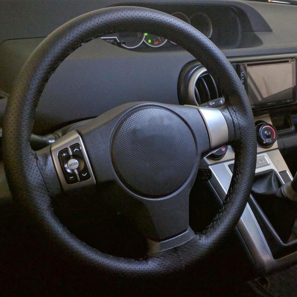 Onerbuy Universal Leather Car Steering Wheel Stitch On Wrap Cover DIY Sewing Breathable And Anti Slip, Maximum For 15-Inch Diameter Car Steering