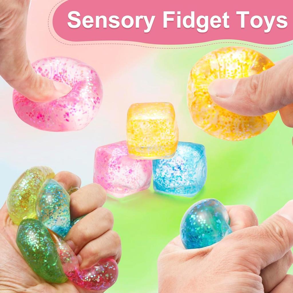 5/10 Pcs Stress Cube Squishy Stress Balls for Anxiety Stress Relief Slow Rising Sparkling Malt Sugar Squeeze Toy for Kids