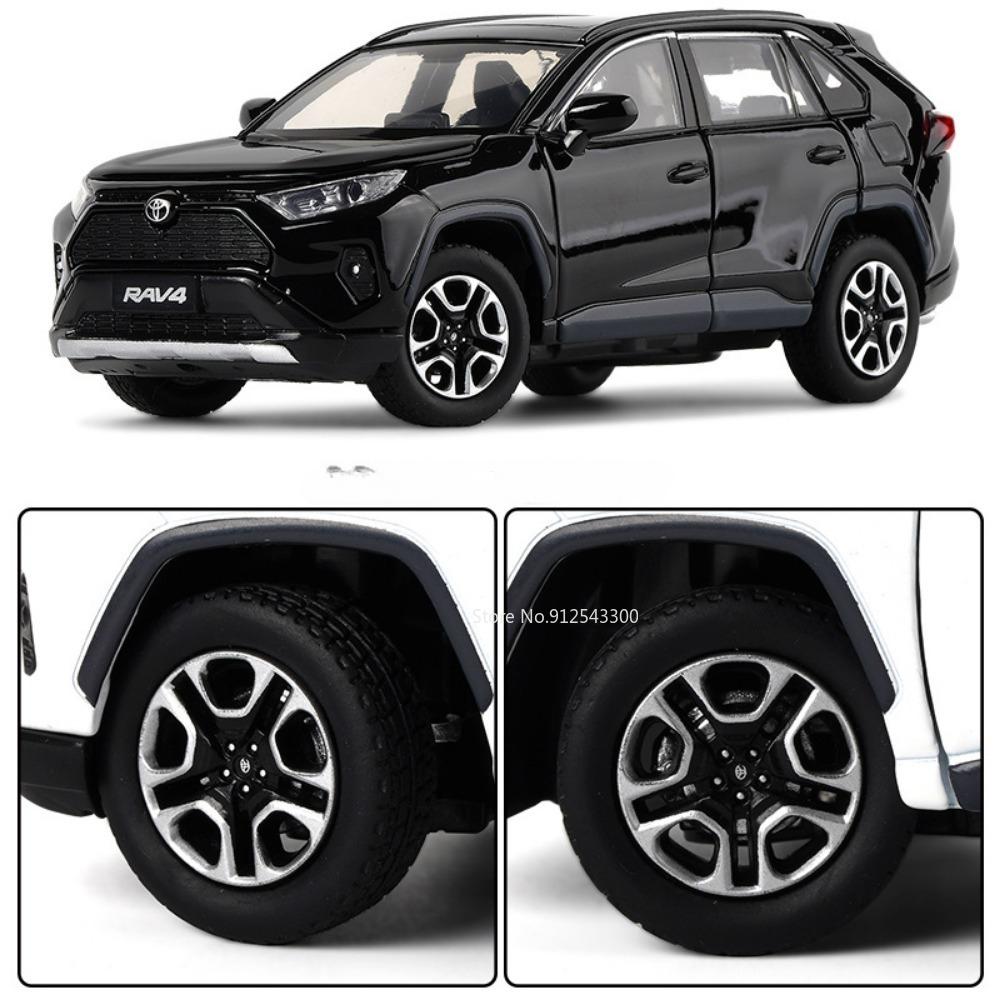 1/32 skala støpt legering Toyota RAV4 Lekebil, Forhjulsbil med lys og lyd, Døråpning til gave til barn, Bursdagsgave for barn