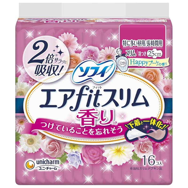 

Sophie air fit slim happy bouquet scent 250 Particularly common during the day with wings 25cm Contains 16 pieces (unicharm Sofy)
