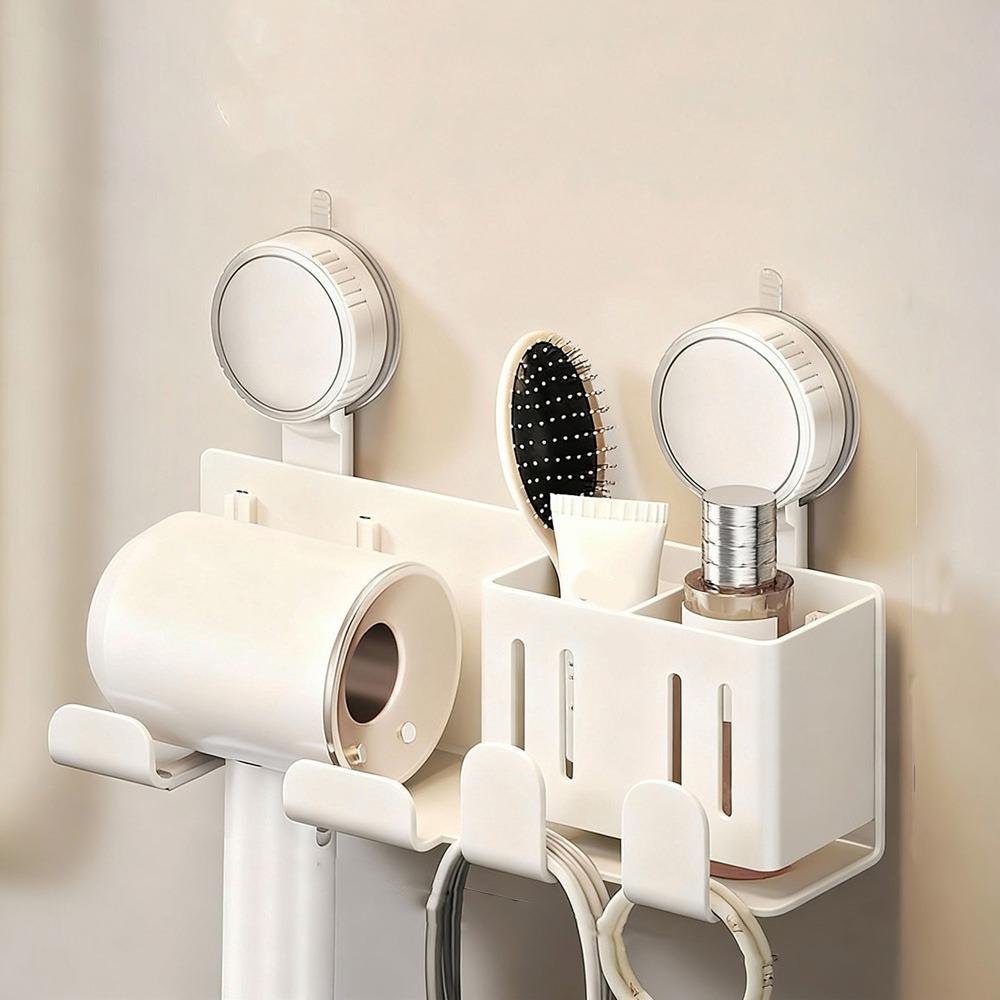 No-Drill Hair Dryer Storage Rack Wall Mounted Blow Dryer Hanger  for Household