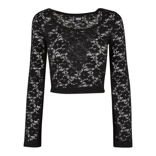 Urban Classics Womens/Ladies Lace Long-Sleeved Crop Top