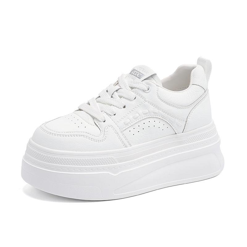 Spring new thick-soled shoes sports and leisure versatile women's shoes single shoes leather white shoes