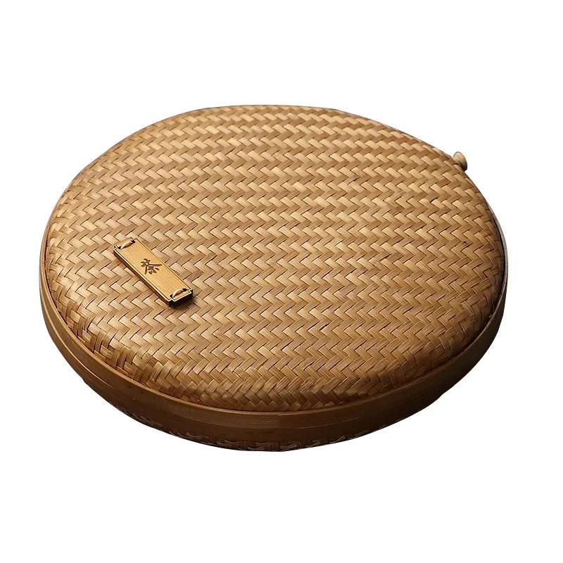 Pu 'Er Tea Storage Box Bamboo Woven Brick Tea Box Chinese Tea Packing Bag Tea Recovering Storage Tea-Allocating Tray Tea Tins