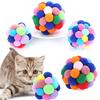 Colorful Handmade Bell Elastic Ball Pet Toy Set Durable Plush Ball For Cats