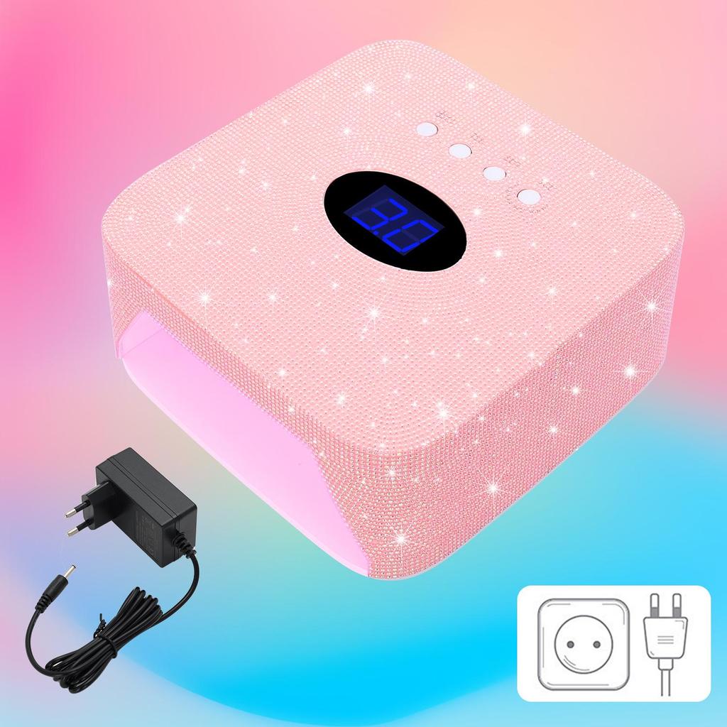 Rhinestone Wireless Rechargeable 54W Nail Lamp - Smart Induction, Quick Dry, No Blackening Hands