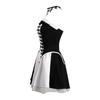 Cross-Dressing Queen Vampire Clown Cosplay Costume Halloween Demon Outfit Black and White Plaid Clown Cosplay Costume