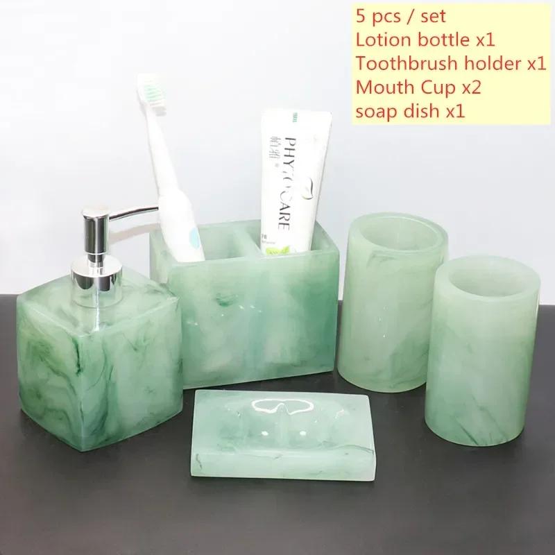 Bathroom Toiletry Gifts Resin Lotion Bottle Toothbrush Holder Tooth Mug Soap Dish Cotton Swab Box Tray Home Accessories