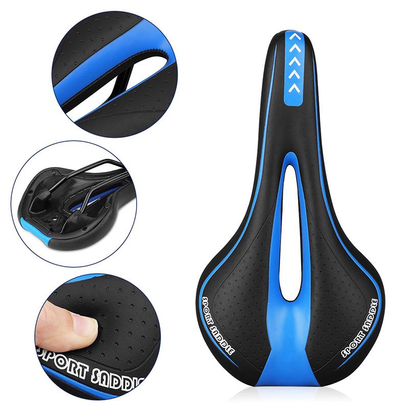 Bike Saddle Mountain Bike Seat Breathable Comfortable Bicycle Seat PU Leather Gel Filled Shockproof Men Women Bicycle Saddle