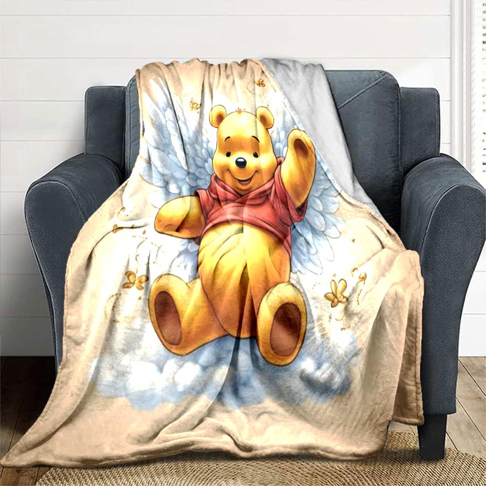 Winnie Pooh Angel Flannel Blanket Super Soft Warm Cozy Blanket For Sofa Bed Office Travel Allseason Home Decor Gift
