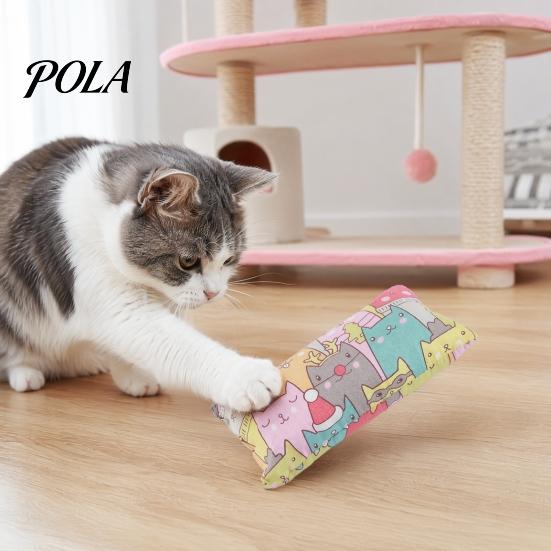 Soft Cat Pillow Toy Cuddle Toy, Catnip with Silver Vine, Crinkle Kitten Kicker Rustling Scratch Cute Print Snuggle for Indoor Cats Biting Kicking