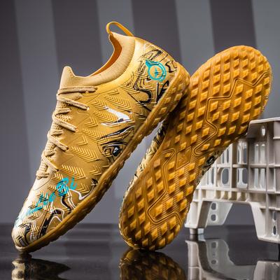 Mens Mid-Cut Football Shoes Artificial Grass TF Spike Training Shoes Wear-Resistant Rubber Outsole Comfortable Mesh Inner