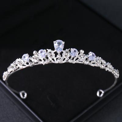 Mode Zirkon Braut Tiara Kopfschmuck Silber Farbe Kristall Hochzeit Krone Haar Zubehör Frauen Geburtstag Party Strass Kronen