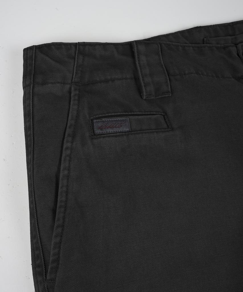 BIRBANTE Garment-Washed Dart Twill Chino Pants - Black