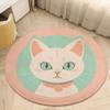 Cute Cartoon Cat Round Area Rug Sweet Kitten Print Non-Slip Circular Carpet Charming Cat Themed Floor Mat for Kids Room Bedroom