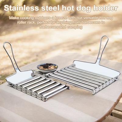 Sausage Roller Rack Hot Dog Stand BBQ Roller Grill Stainless Steel Sausage Barbecue Stand for Picnic Camping Accessories