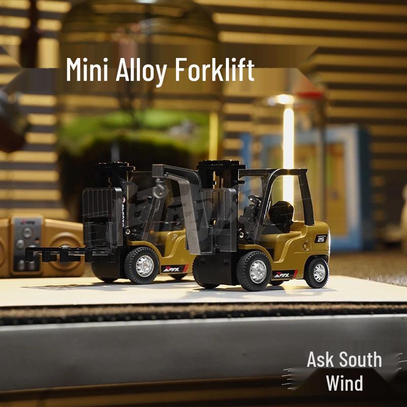 1:64 Mini Legering RC Gaffeltruck - Fjernstyrt Ingeniørkjøretøy Leketøy for Gutter