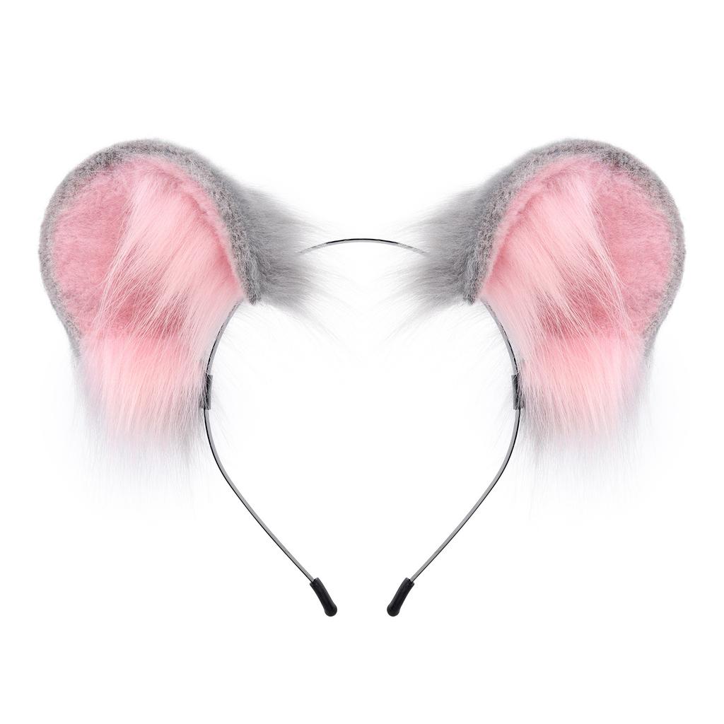 Halloween handmade plush simulated mouse ears cos animal ears and tail set cute animal ears headband headdress