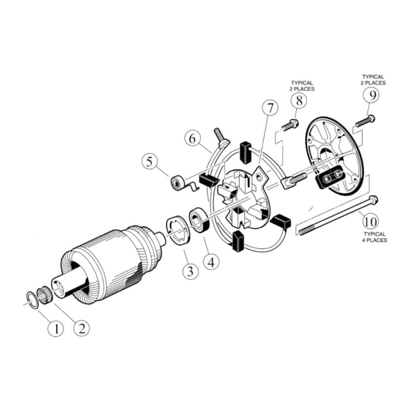 Electric Golf Cart Motor Brush Replacement Kit 1017946 for ClubCar 3.2 36V 48V, 2 Brush Assemblies with Threaded Terminal Leads & Install Hardware for