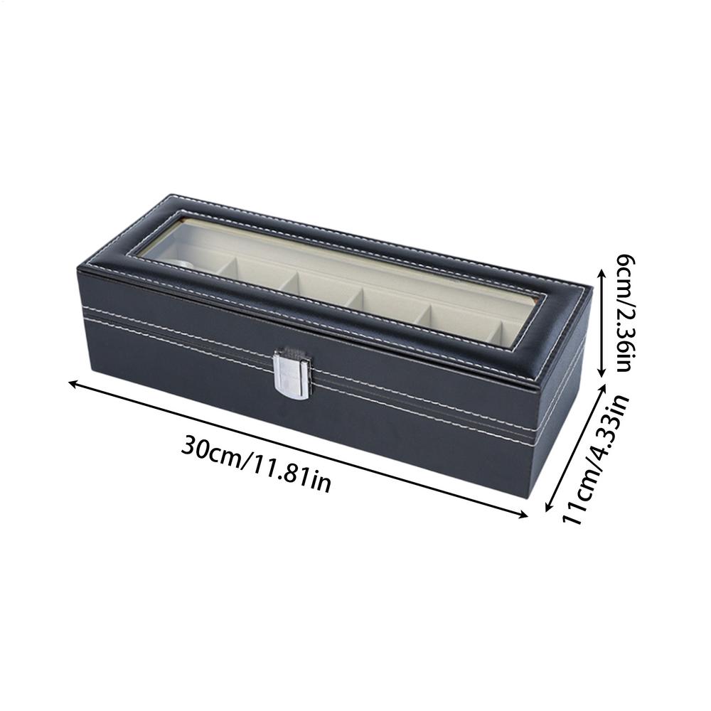 Watch Case Waterproof PU Leather Watch Holder Organizer for Men with 6 Slots Watch Display Box Travel Case Father's Day Gifts