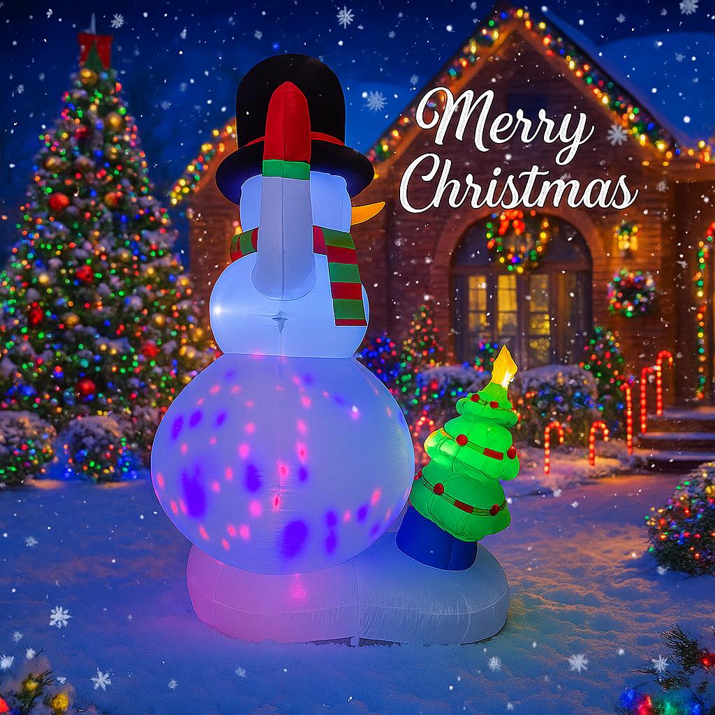 7.8FT Xmas Inflatable Yard Decor LED Snowman Christmas Tree Home Decoration Ornament Festive Toy Gift Supplies Holiday Decor