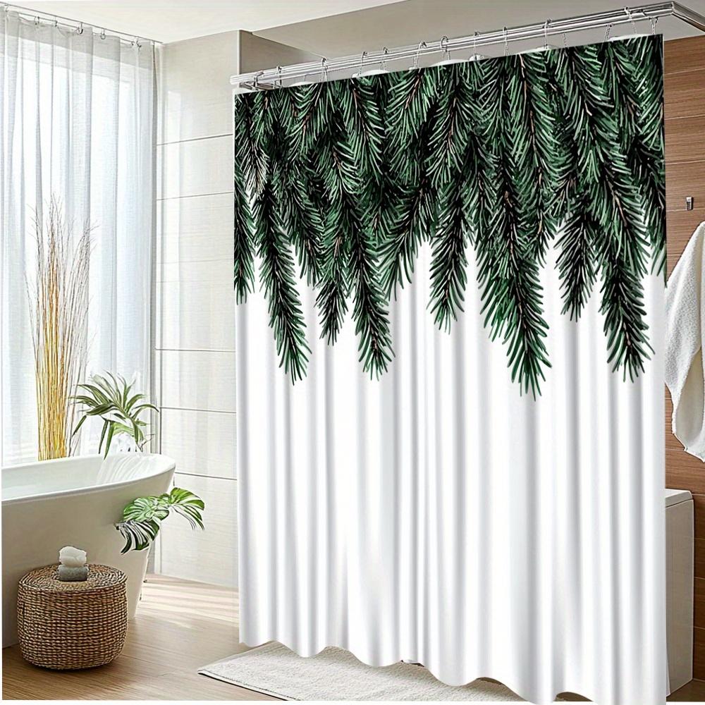 1Pc Nature Inspired Shower Curtain Featuring Lush Pine Branches For A Refreshing Bathroom Decor Experience, Polyester Fabric,
