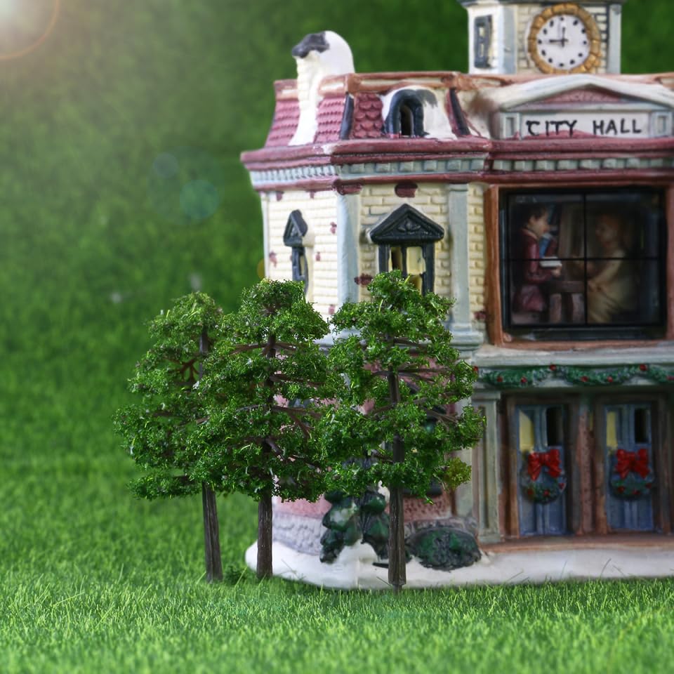 WINOMO Tree Model Model Trees for Miniature Educational Set of 9cm Trees, Railways, Buildings, Gardens, Landscapes, - 20, Approx. (Dark Green)