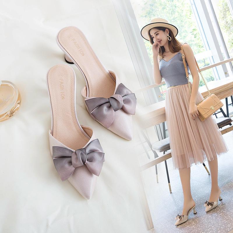 Dames casual mode hakken pantoffels schoenen strik wilde damessandalen