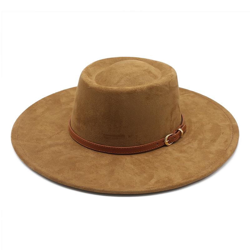 French Style Elegant Dome Hat, Cross-Border New Suede Wide Brim Jazz Hat, Unisex Autumn Winter Fashion Felt Hat