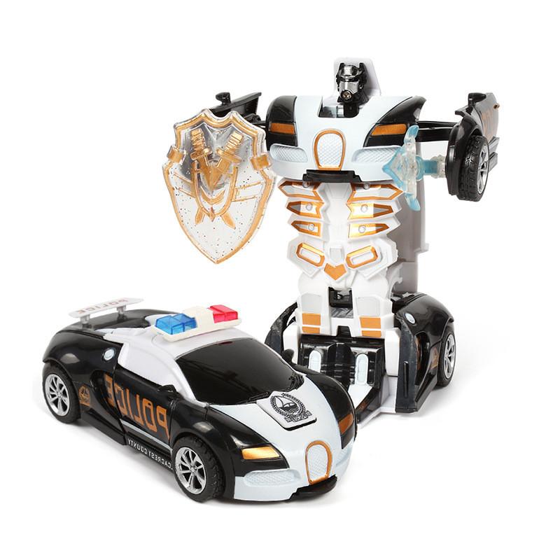 Plastic Inertia Car Toy With Onebutton Transformation For Boys And Kids