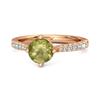 Peridot Classic Pavé Solitaire Ring - Sterling Silver Rose Gold Vermeil