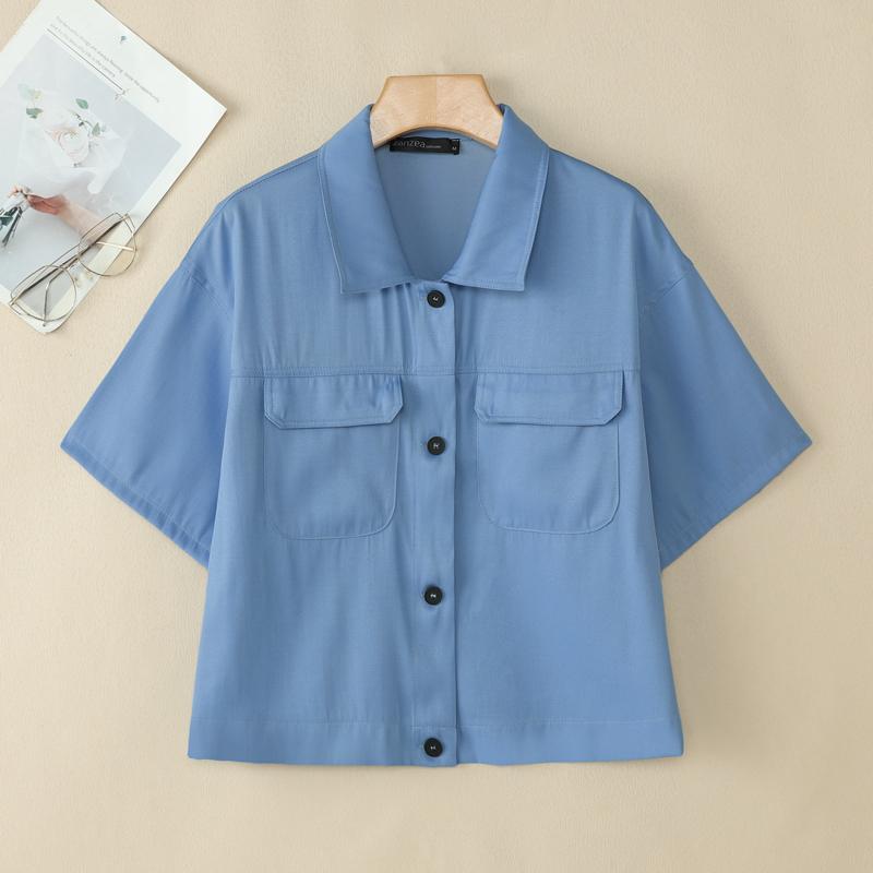 

ZANZEA Женская повседневная летняя блузка с отложным воротником и коротким рукавом 5XL