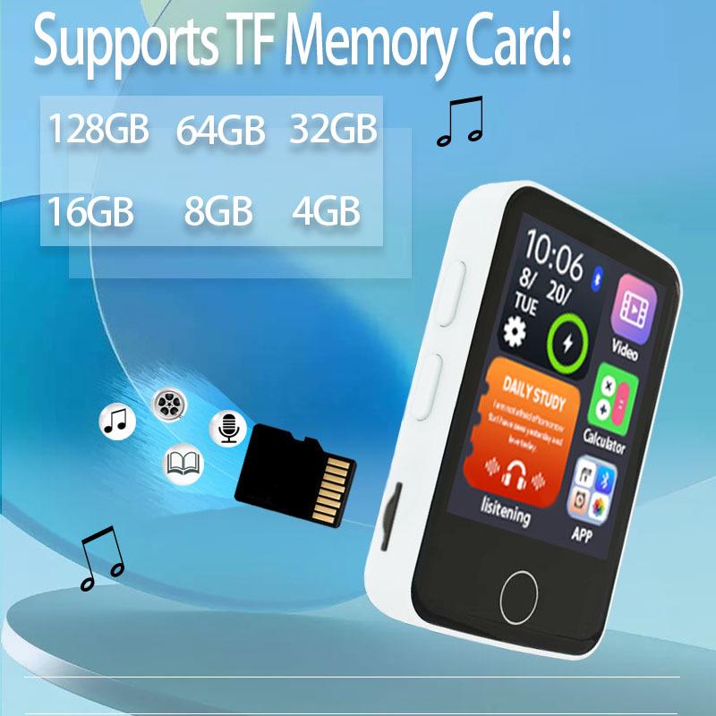 1.8-inch Touchscreen MP4 Music Player with Recording, Speaker, Card Slot, and Bluetooth MP3 Support